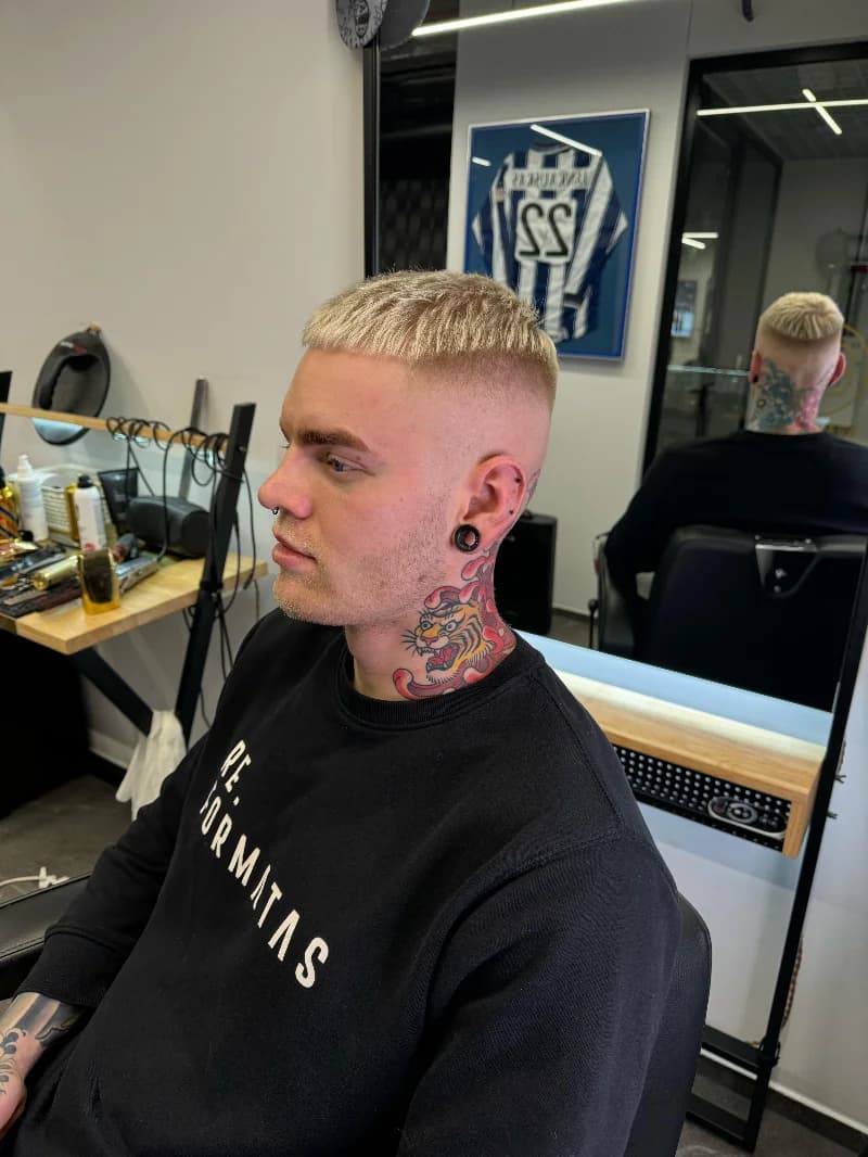 Men's fade haircut profile view